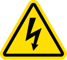 Yellow electrical warning triangle